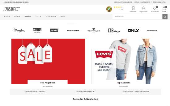 Günstige Jeans im Jeans Direct Online-Shop